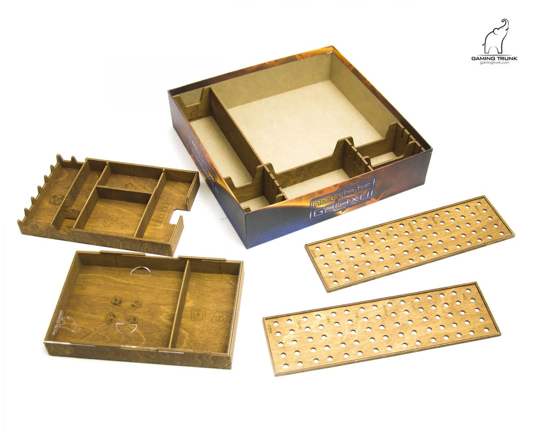 Gaming Trunk - Galactic Roll Organizer For Roll For The Galaxy (Walnut) 12 Gaming Trunk - Galactic Roll Organizer For Roll For The Galaxy (Walnut)