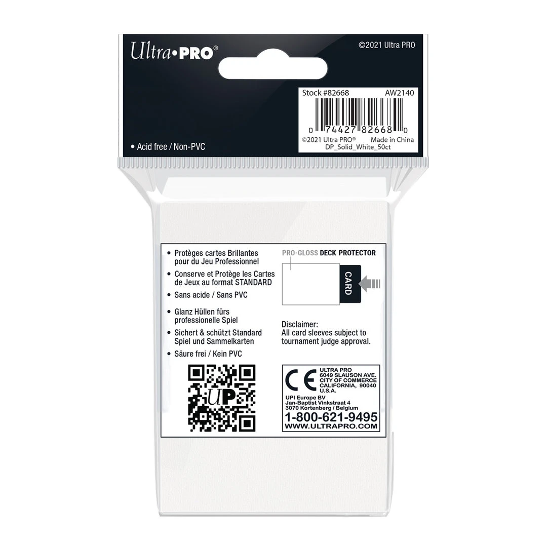 Ultra Pro - PRO-Gloss 50ct Standard Deck Protector® Sleeves: White 2 Ultra Pro - PRO-Gloss 50ct Standard Deck Protector® Sleeves: White