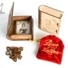 Gaming Trunk - Secret Letter Case And 14 Wooden Heart Tokens For Love Letter (Walnut)