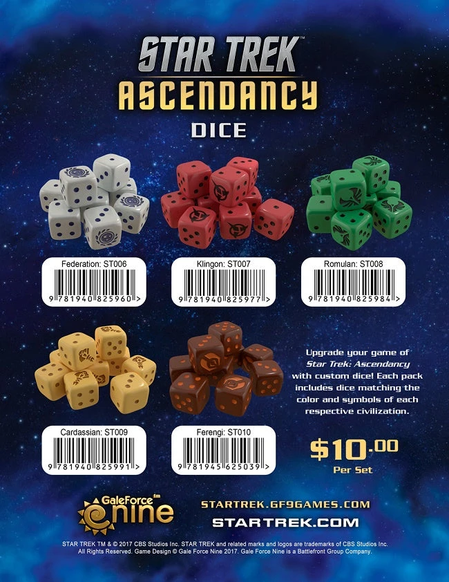 Gale Force Nine Jun 27-Jul 3, 2022 Star Trek: Ascendancy - Dice Set - Federation 2 Gale Force Nine Jun 27-Jul 3, 2022 Star Trek: Ascendancy - Dice Set - Federation