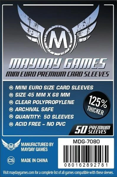 Mayday Games Jun 27-Jul 3, 2022 Mayday Sleeves - Mini Euro Card Sleeves - Premium 1 Mayday Games Jun 27-Jul 3, 2022 Mayday Sleeves - Mini Euro Card Sleeves - Premium