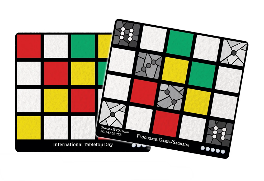 Floodgate Games Sagrada: Promo - International Tabletop Day Window Pattern Card 1 Floodgate Games Sagrada: Promo - International Tabletop Day Window Pattern Card