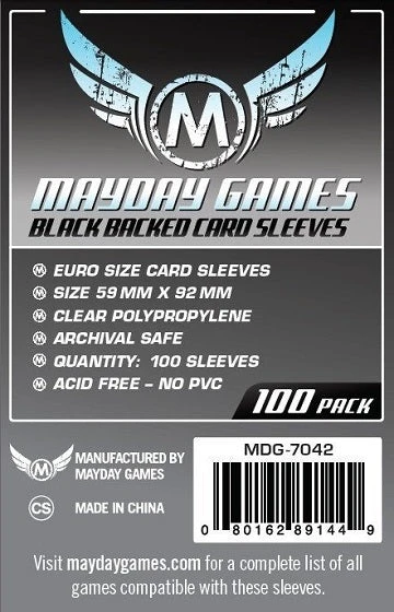 Mayday Games Mayday Sleeves - Black-Backed Euro Card Sleeves 1 Mayday Games Mayday Sleeves - Black-Backed Euro Card Sleeves