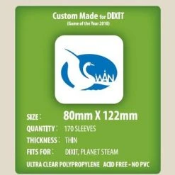 SWAN Sleeves - Card Sleeves (80 X 122 Mm) - 170 Pack, Thin Sleeves - Dixit, Planet Steam